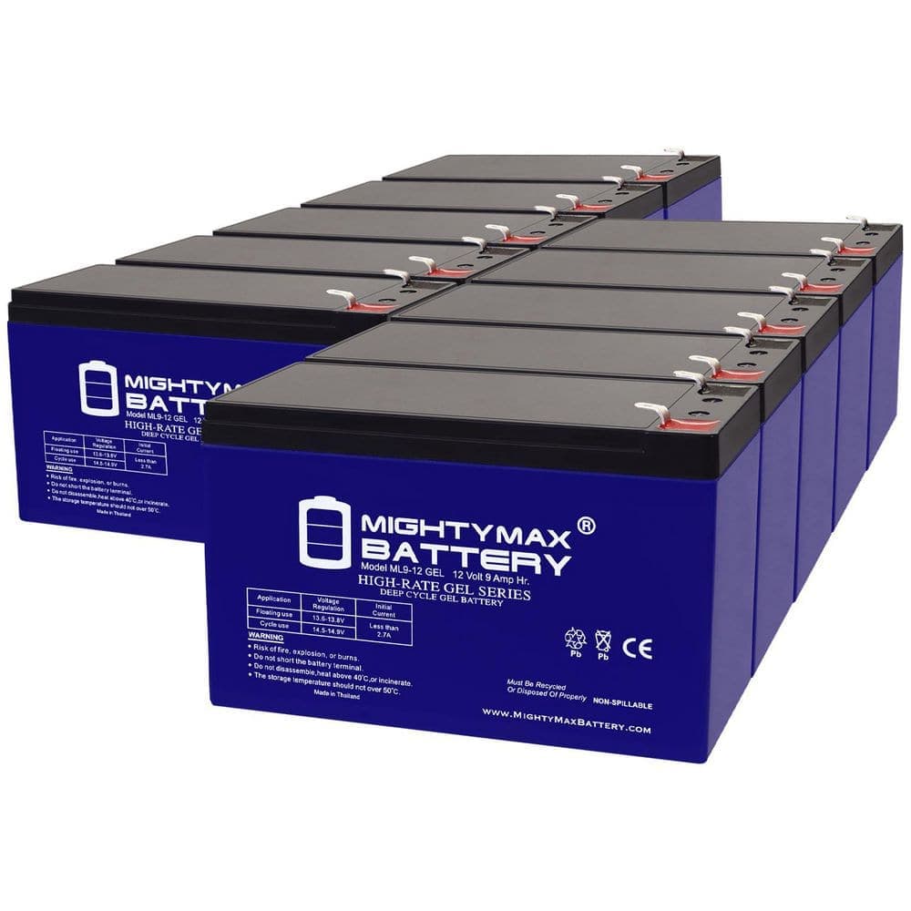 Mighty Max Batteries 12-Volt 9Ah GEL Rechargeable Battery Deep Cycle UPS Backup Replacement for APC RBC2 PC9-12 10-Pack (1)