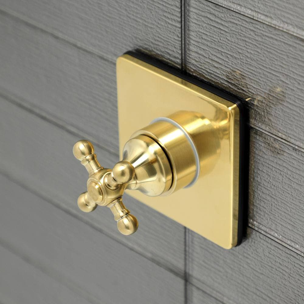 Kingston Brass Single-Handle 1-Hole Wall Mount Three-Way Diverter Valve with Trim Kit in Brushed Brass (2)