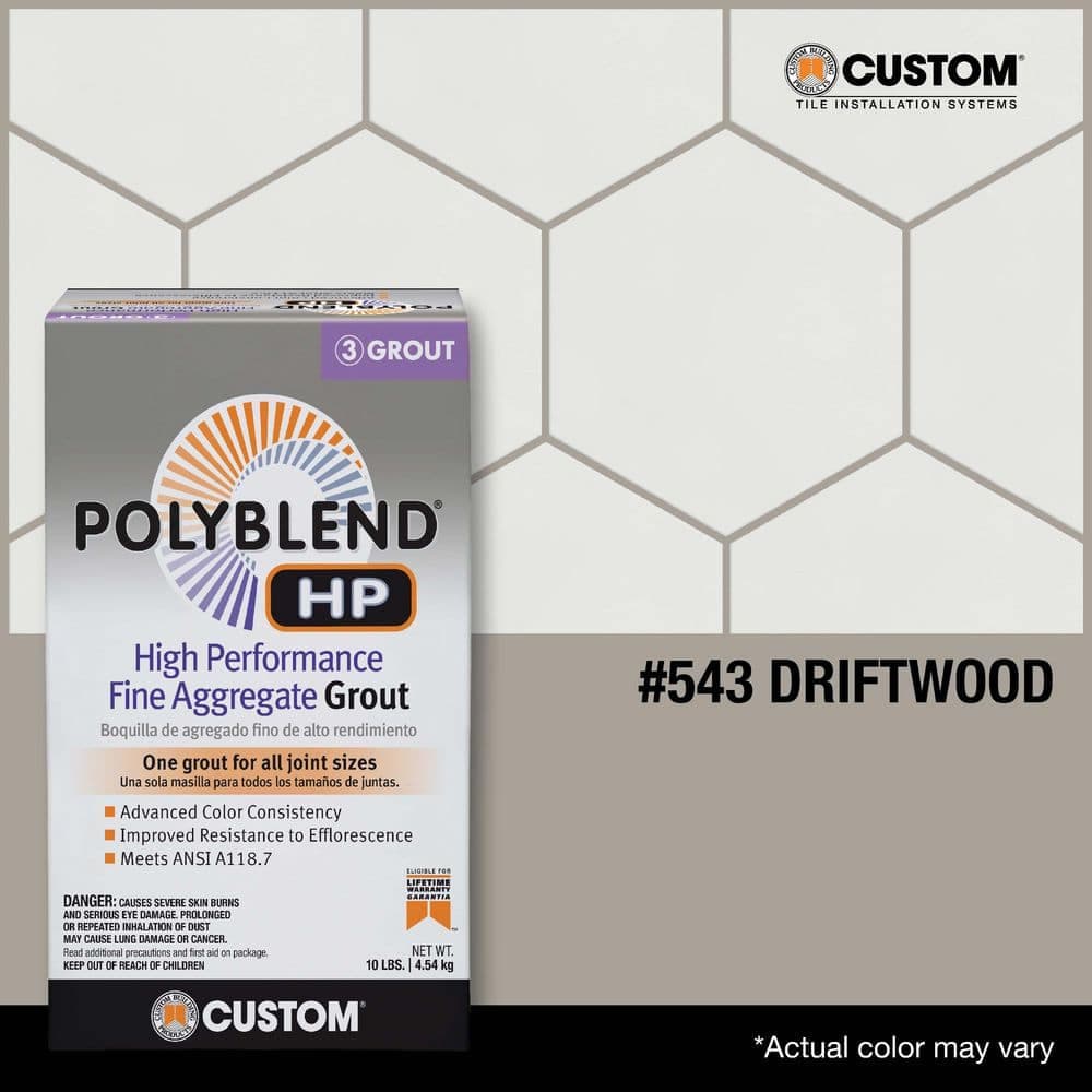 Custom Building Products Polyblend HP #543 Driftwood 10 lbs. High Performance Fine Aggregate Grout (3)