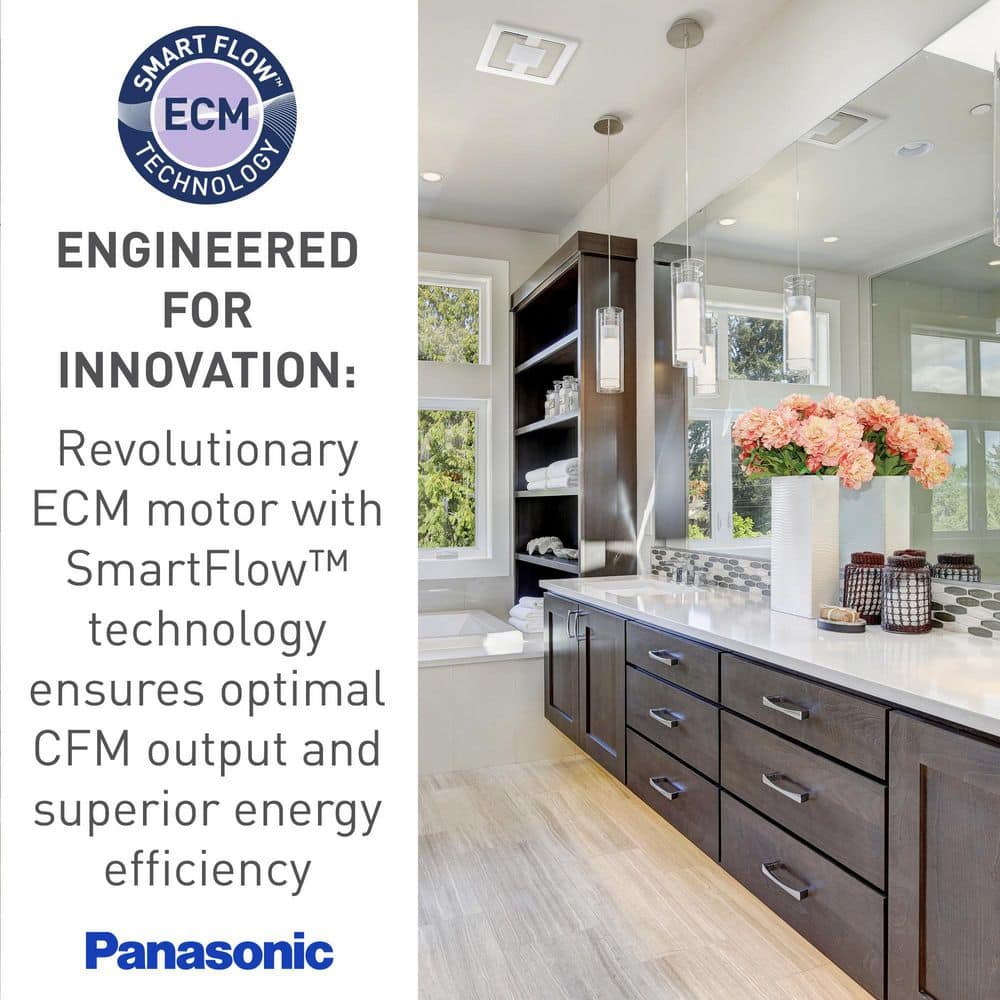 Panasonic WhisperGreen Select Pick-A-Flow 50/80 or 110 CFM Exhaust Fan LED Light Flex-Z Fast bracket 4 or 6 in. duct adapter (2)