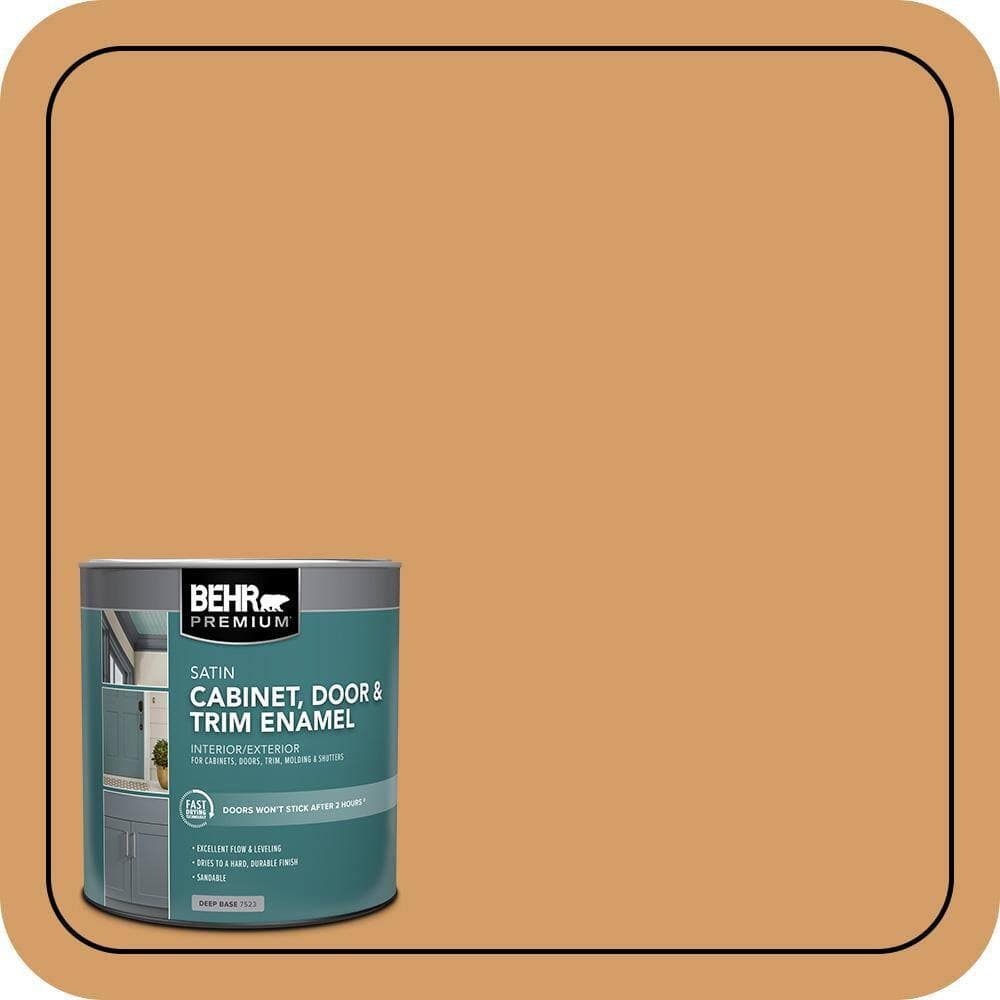 BEHR PREMIUM 1 qt. #MQ4-08 Golden Aura Satin Enamel Interior/Exterior Cabinet, Door & Trim Paint (1)