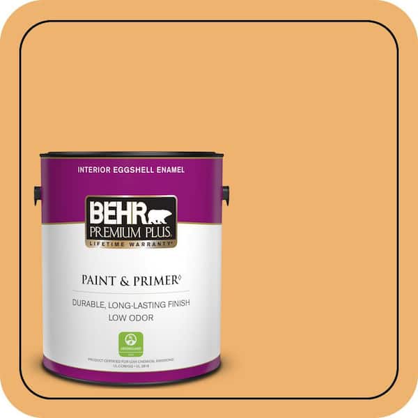BEHR PREMIUM PLUS 1 gal. #PPU6-03 Sunburst Eggshell Enamel Low Odor Interior Paint & Primer (2)