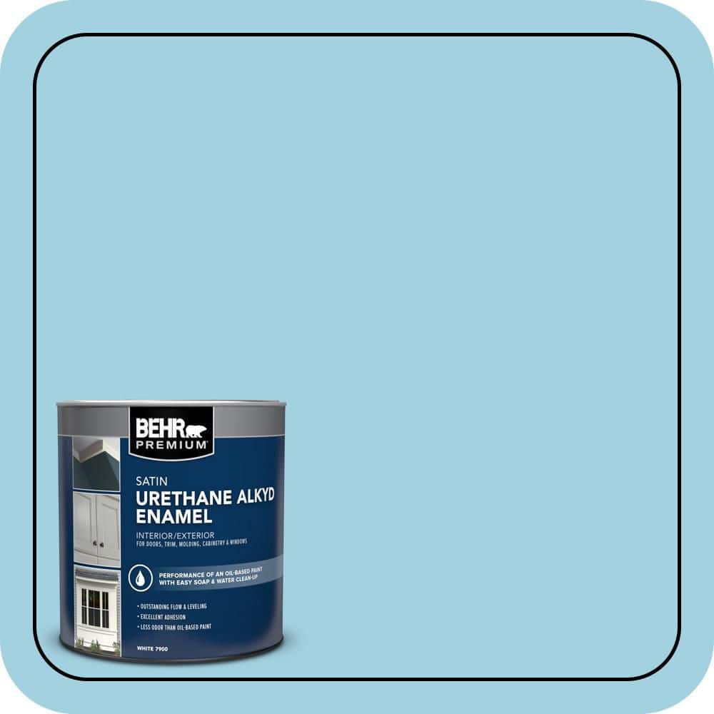 BEHR PREMIUM 1 qt. #M480-3 Bengal Blue Satin Enamel Urethane Alkyd Interior/Exterior Paint (1)