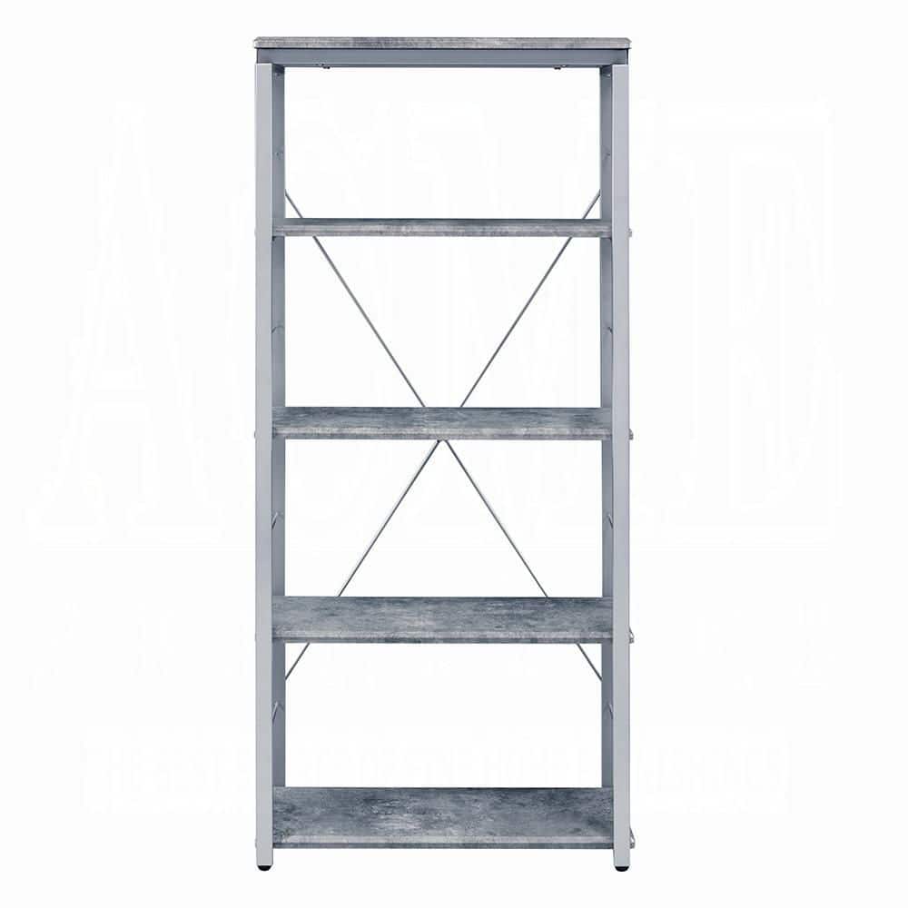 Tahanbath 24 in. W x 11 in. D x 54 in. H Silver Wood Freestanding Linen Cabinet with 5 Shelves for Home Office in Silver (1)