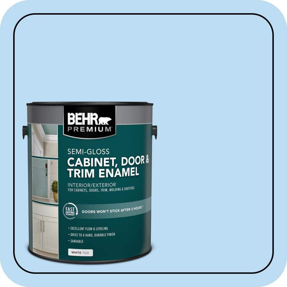 BEHR PREMIUM 1 gal. #P510-1 Greek Isles Semi-Gloss Enamel Interior/Exterior Cabinet, Door & Trim Paint