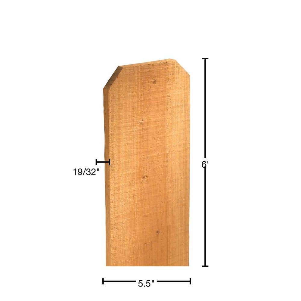 Outdoor Essentials 19/32 in. x 5-1/2 in. x 6 ft. Cedar Dog-Ear Wood Fence Picket (4)