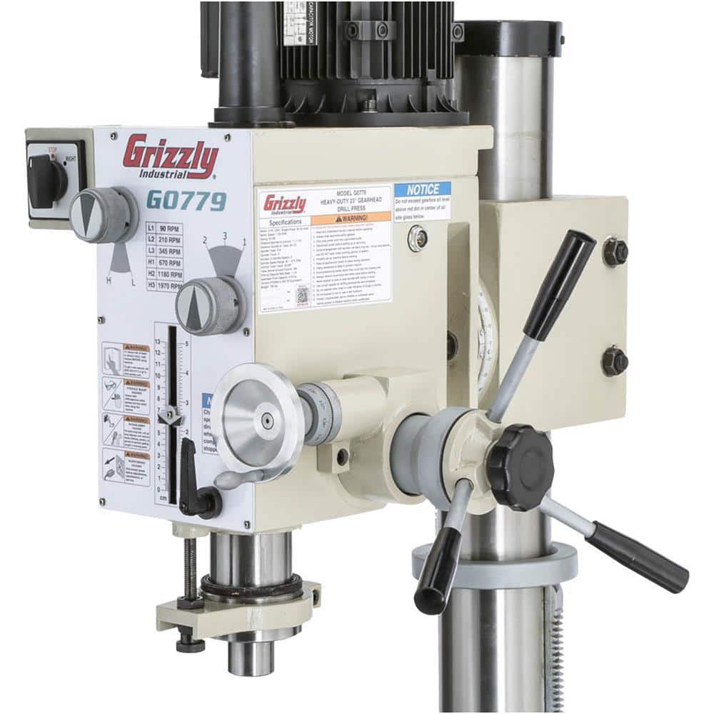 Grizzly Industrial 23-3/8 in. 6-Speed Floor Model Gearhead Drill Press with 1/2 in. Chuck Capacity (3)