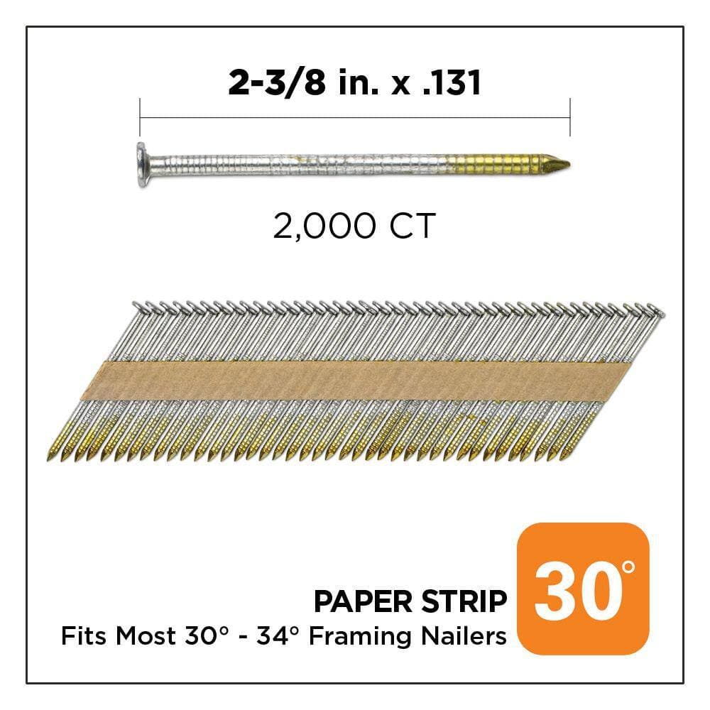 PRO-FIT 2-3/8 in. x 0.113 30° Hot Dipped Galvanized Ring Shank Paper Tape Framing Nails (2000-Per Box) (2)