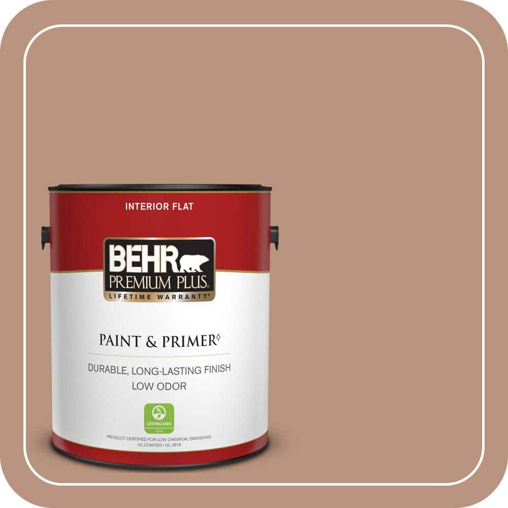 BEHR PREMIUM PLUS 1 gal. #MQ1-59 Caramel Cream Flat Low Odor Interior Paint & Primer