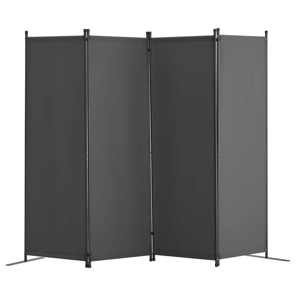 VEVOR Room Divider, 4-Panel Steel Room Dividers and Folding Privacy Screens, Fabric Partition Room Dividers for Office, Gray (1)