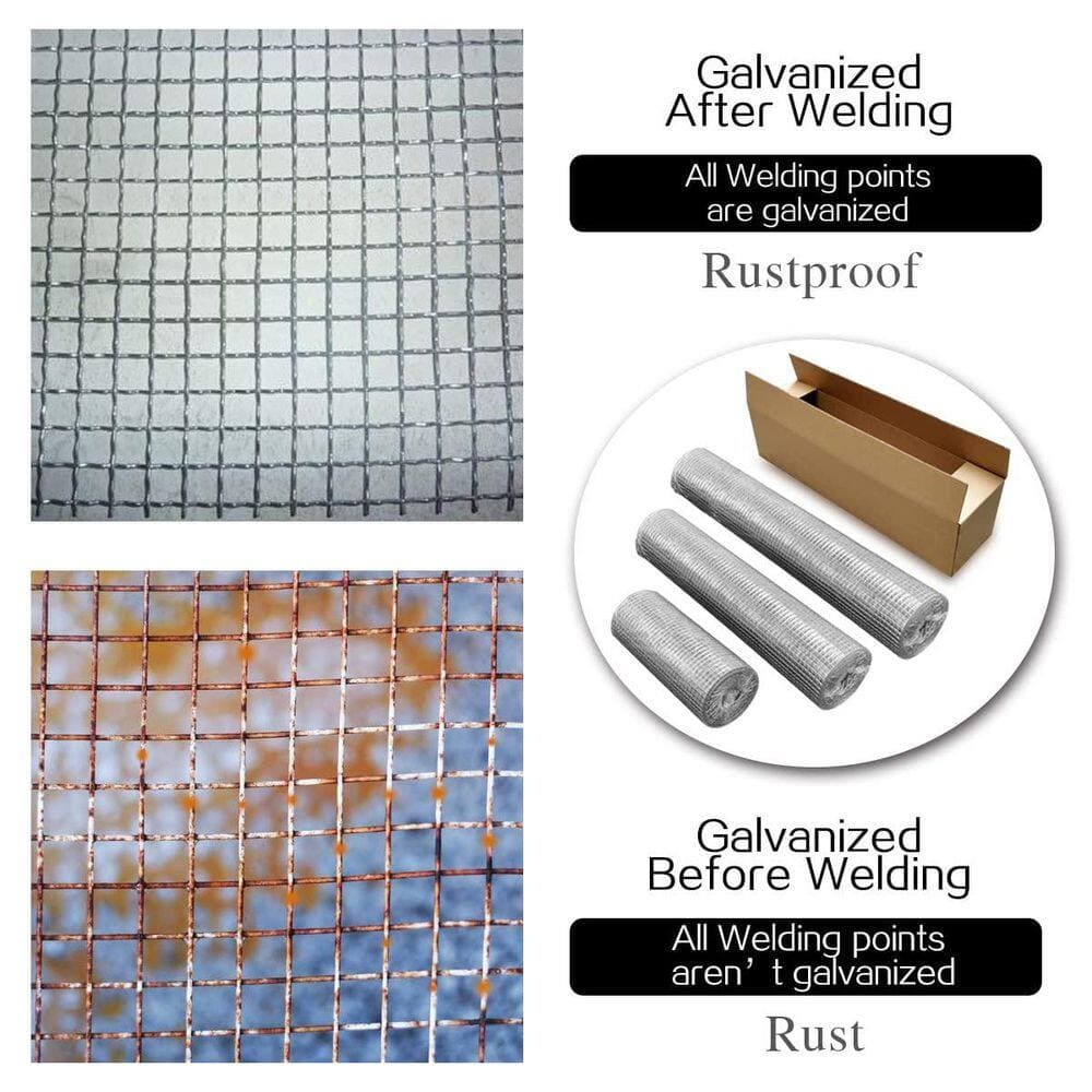 NVNOO 16 in. x 20 ft. 23 Gauge Galvanized Wire Mesh Roll for Chicken Fences, Screen Mesh, Rabbit Snake Fences (3)