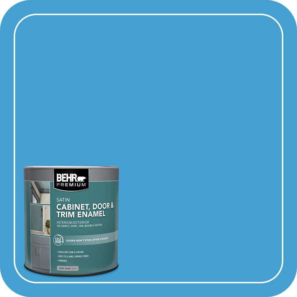 BEHR PREMIUM 1 qt. #AE-47 Horizon Blue Satin Enamel Interior/Exterior Cabinet, Door & Trim Paint (1)