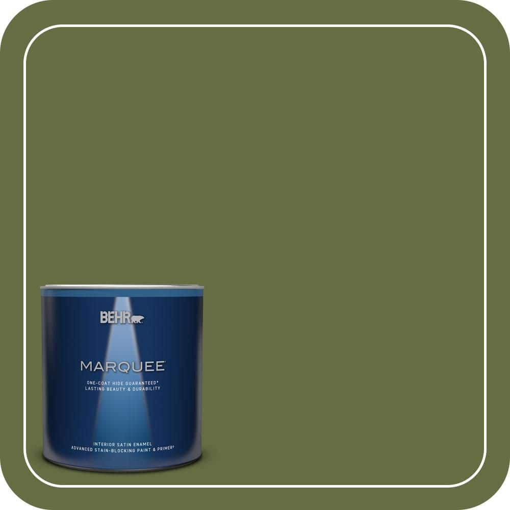 BEHR MARQUEE 1 qt. #MQ6-62 Coconut Grove One-Coat Hide Satin Enamel Interior Paint & Primer