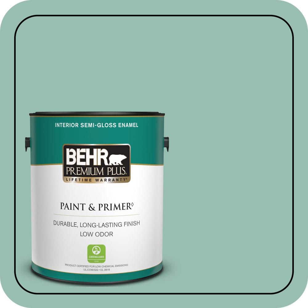 BEHR PREMIUM PLUS 1 gal. #PPU12-07 Spring Stream Semi-Gloss Enamel Low Odor Interior Paint & Primer