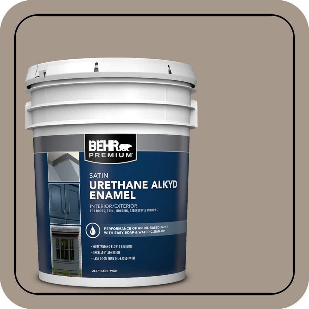 BEHR PREMIUM 5 gal. #N220-4 Shiitake Urethane Alkyd Satin Enamel Interior/Exterior Paint