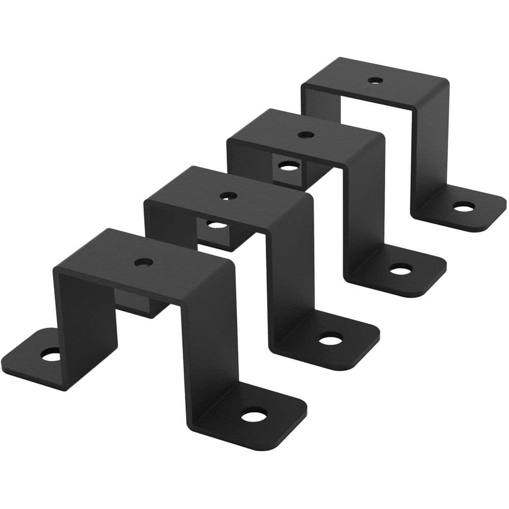 NVNOO 3.5 in. Deck Fence Tie for 1.5 in. x 1.5 in. Post, U-Shaped Bracket for Pipes, Balcony Stairs Railing, Black (4-Pack) (1)