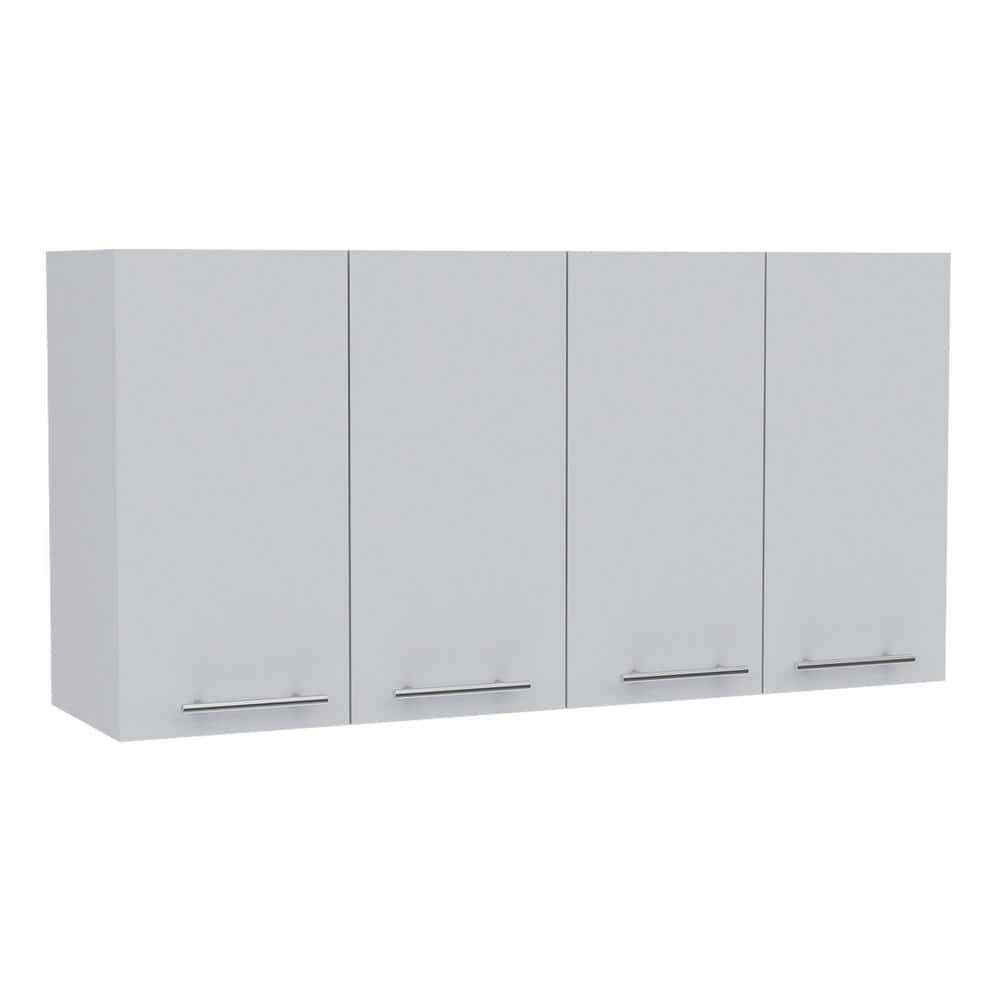 Adrinfly 47 in. W x 13 in. D x 23.60 in. H Bathroom Storage Wall Cabinet with Spacious Divisions and 4-Doors in White (2)