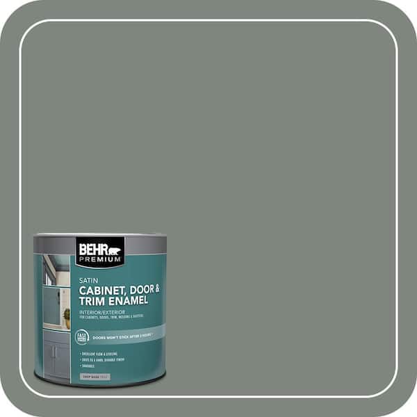 BEHR PREMIUM 1 qt. #700F-5 Wild Sage Satin Enamel Interior/Exterior Cabinet, Door & Trim Paint (2)