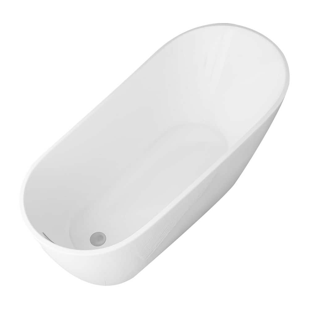 JimsMaison 31 in. Acrylic Single Slipper Flatbottom Freestanding Soaking Bathtub with Drain (4)