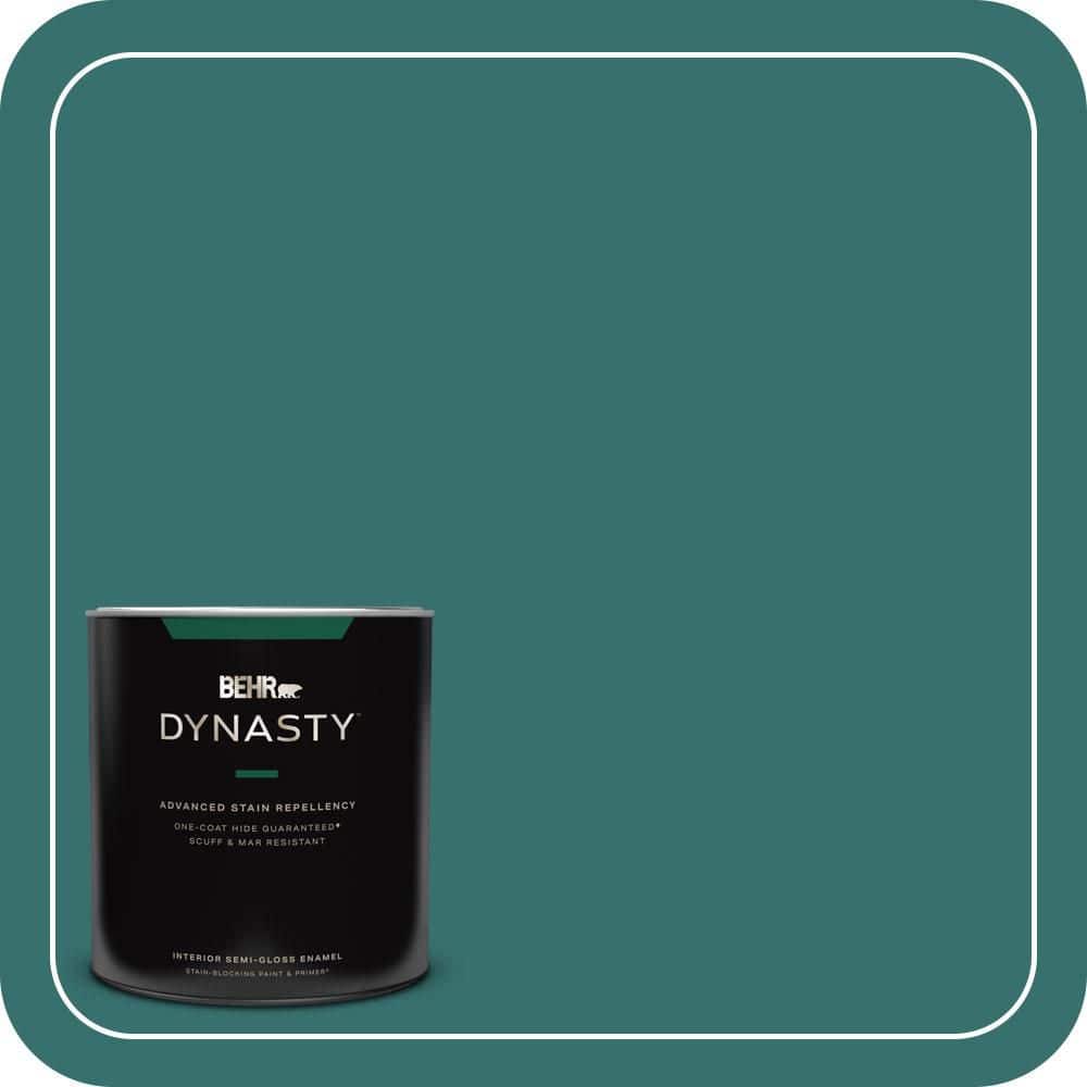 BEHR DYNASTY 1 qt. #500D-7 Caribbean Green Semi-Gloss Enamel Interior Stain-Blocking Paint and Primer