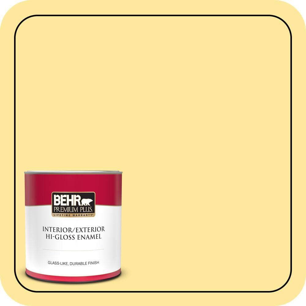 BEHR PREMIUM PLUS 1 qt. #P300-4 Rise and Shine Hi-Gloss Enamel Interior/Exterior Paint & Primer (1)