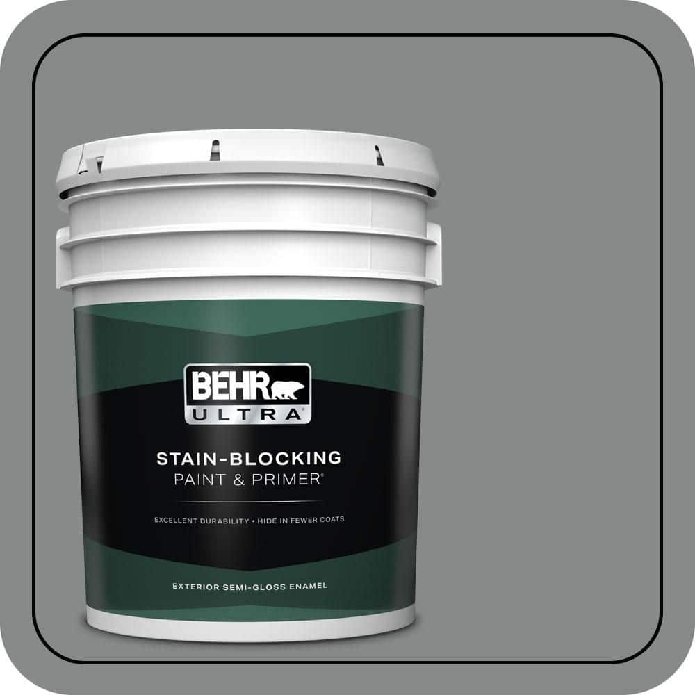 BEHR ULTRA 5 gal. #N460-5 Slate Rock Semi-Gloss Enamel Exterior Paint & Primer