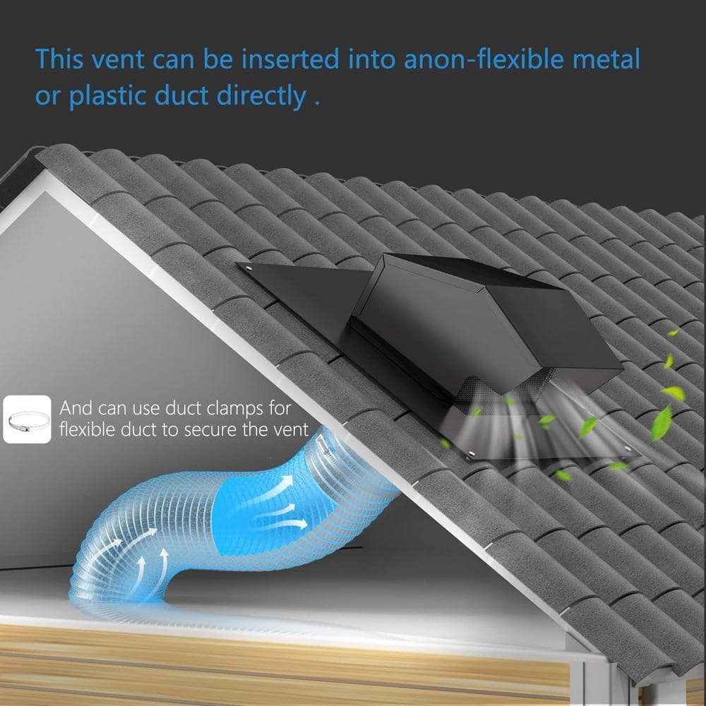 Angel Sar 8 in. Black Galvanized Steel Roof Vents, Roof Exhaust Vent for Ventilation System (1-Pack) (2)