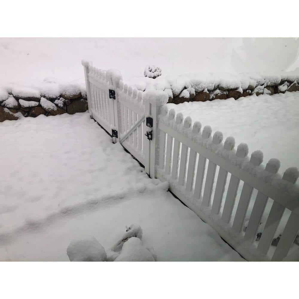 Weatherables Provincetown 4 ft. W x 5 ft. H White Vinyl Picket Fence Gate Kit (2)