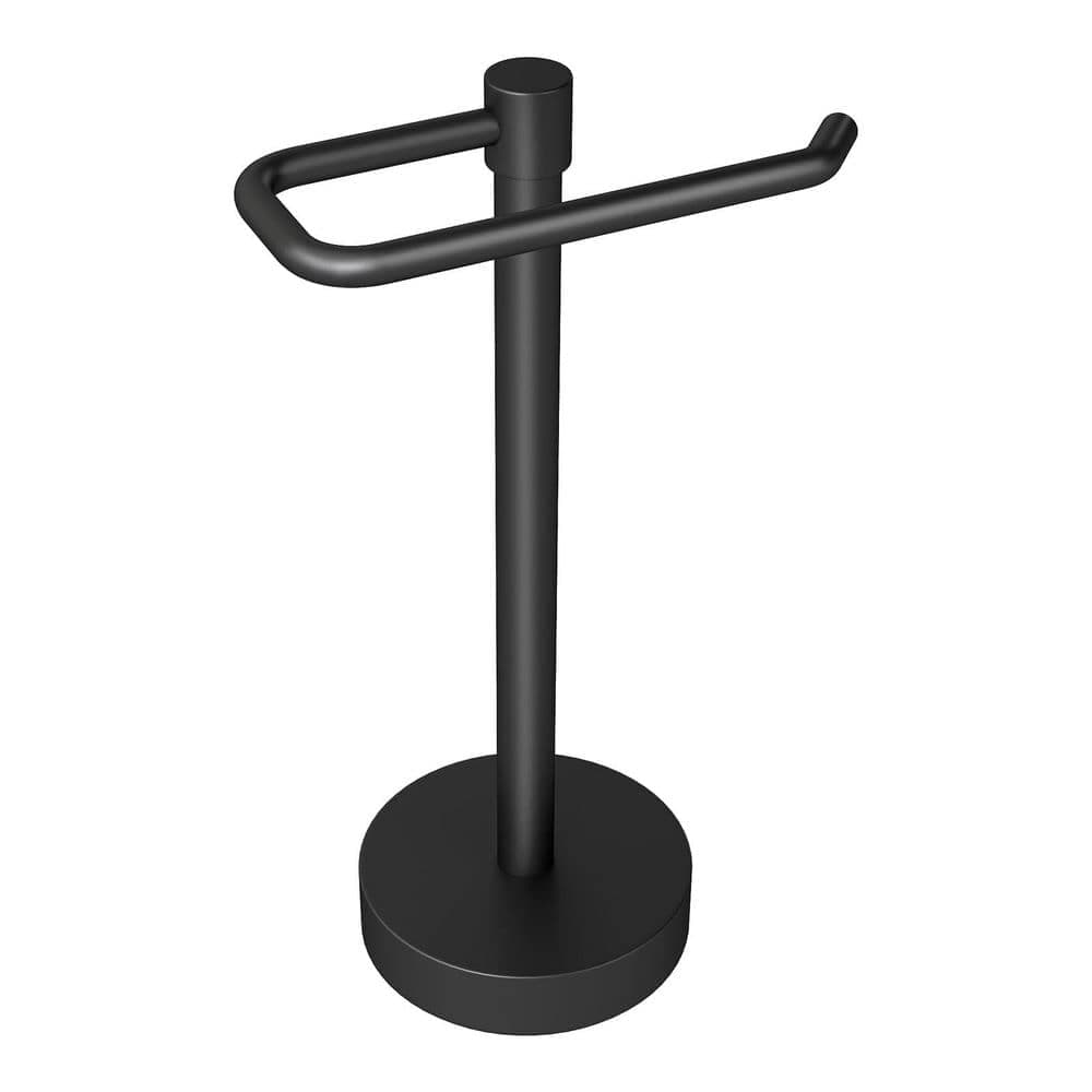 Anqtovp Hand Towel Holder Stand Bath Accessory in Matte Black Freestanding Towel Bar for Bathroom Kitchen Countertop Single (1)