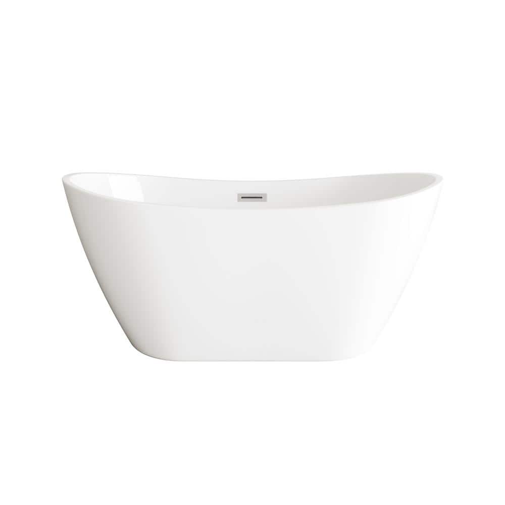 Unbranded Timeless Home 54 in. x 29 in. Soaking Bathtub with Center Drain in Glossy White with Brushed Nickel Trim