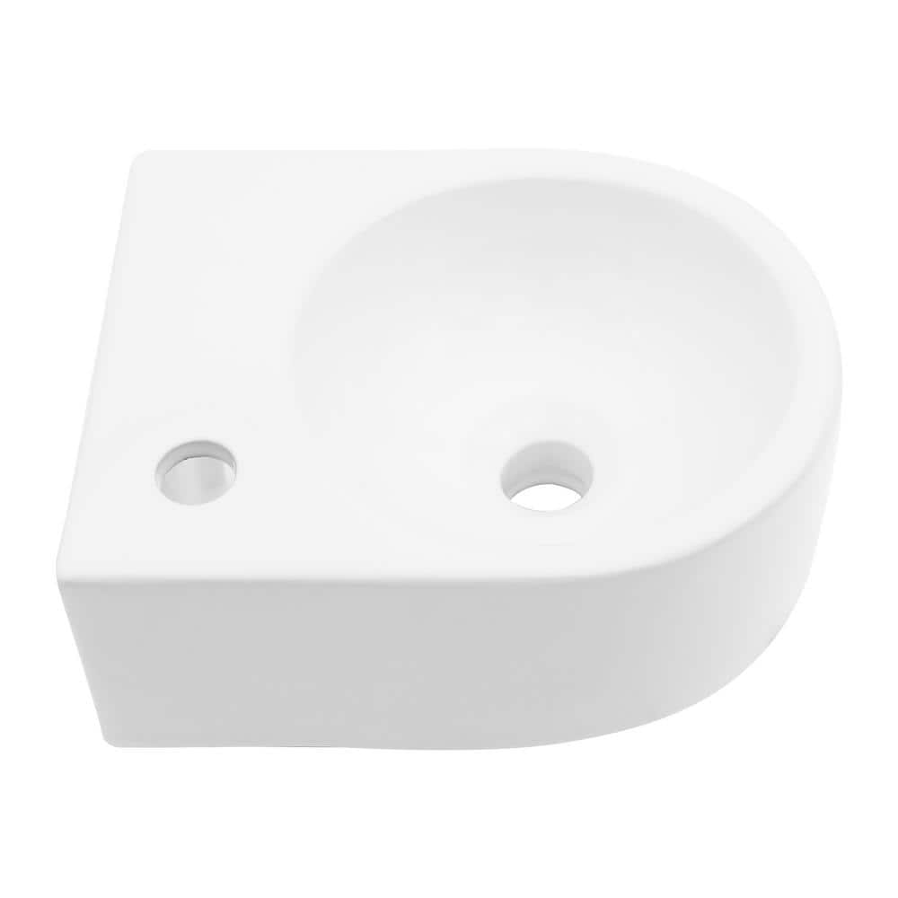 Unbranded 13.00 in.  L x 10.44 in.  W x 4.75 in.  H Compact Wall-Mounted Bathroom Ceramic Sink in White