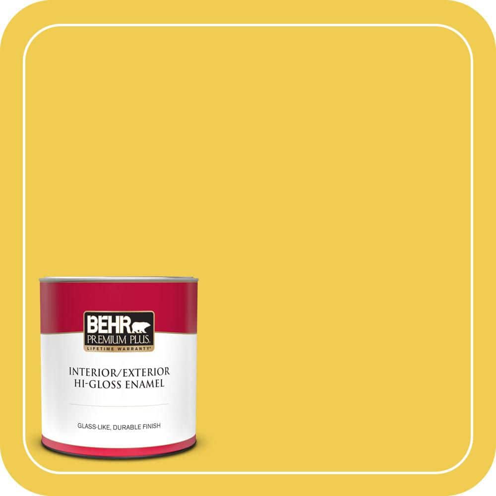BEHR PREMIUM PLUS 1 qt. #P310-6 Radiant Sun Hi-Gloss Enamel Interior/Exterior Paint & Primer