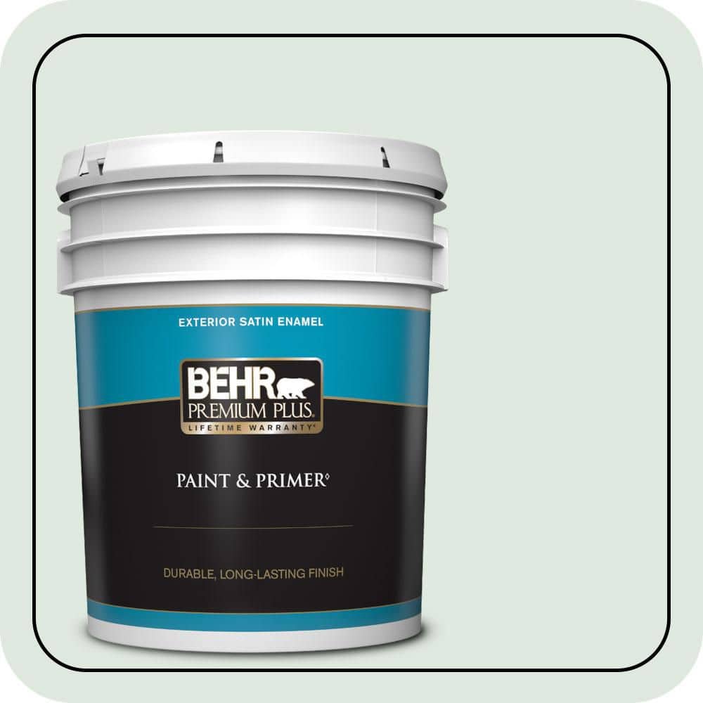 BEHR PREMIUM PLUS 5 gal. #460E-1 Meadow Light Satin Enamel Exterior Paint & Primer