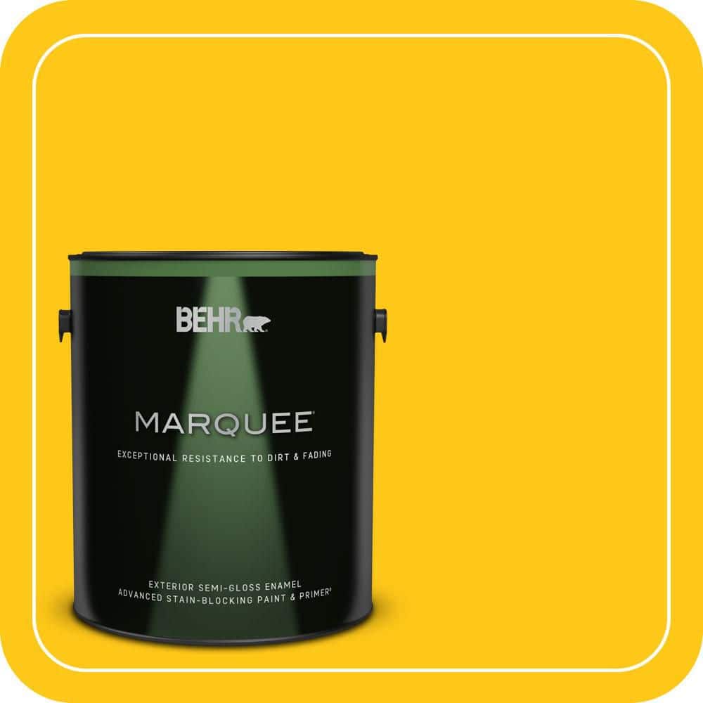 BEHR MARQUEE 1 gal. #P300-7 Unmellow Yellow Semi-Gloss Enamel Exterior Paint & Primer