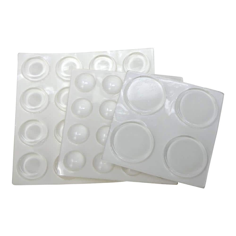 Everbilt Clear Soft Rubber Like Plastic Self-Adhesive Assorted Round Bumpers (36-Pack) (1)