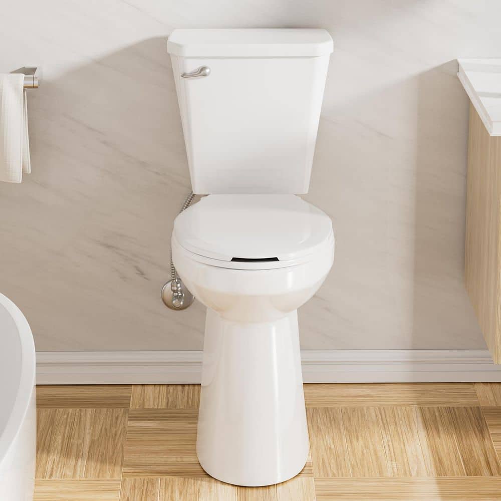Simple Project Extra Tall Toilets for Seniors 21 in. 2-piece 1.28 GPF Single Flush Elongated Toilet in White Seat Included