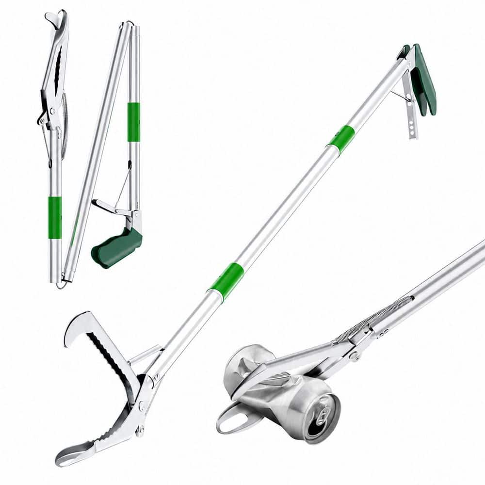 Misopily 50 in. Foldable Grabber Reacher Tool with Green Handle, Extra Long Lightweight Trash Pickup Litter Picker, 1-Piece (1)