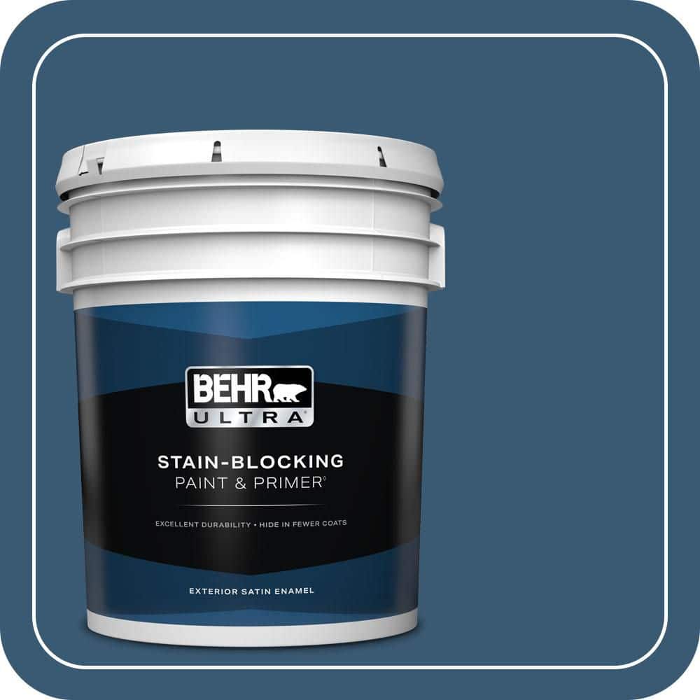 BEHR ULTRA 5 gal. #M500-6 Express Blue Satin Enamel Exterior Paint & Primer