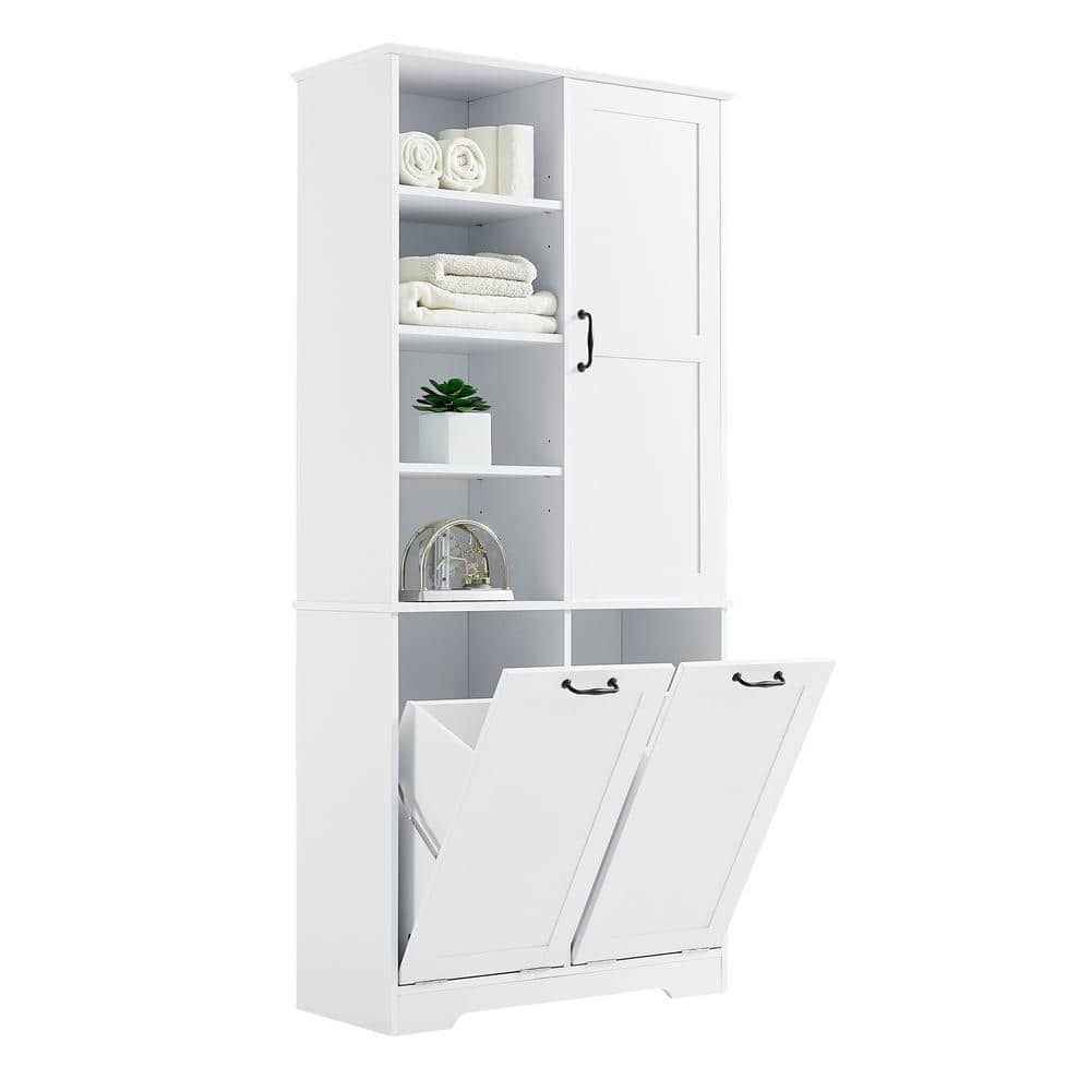 Tahanbath 14.00 in. W x 31.00 in. D x 68.00 in. H Bathroom Storage Wall Cabinet in White (3)