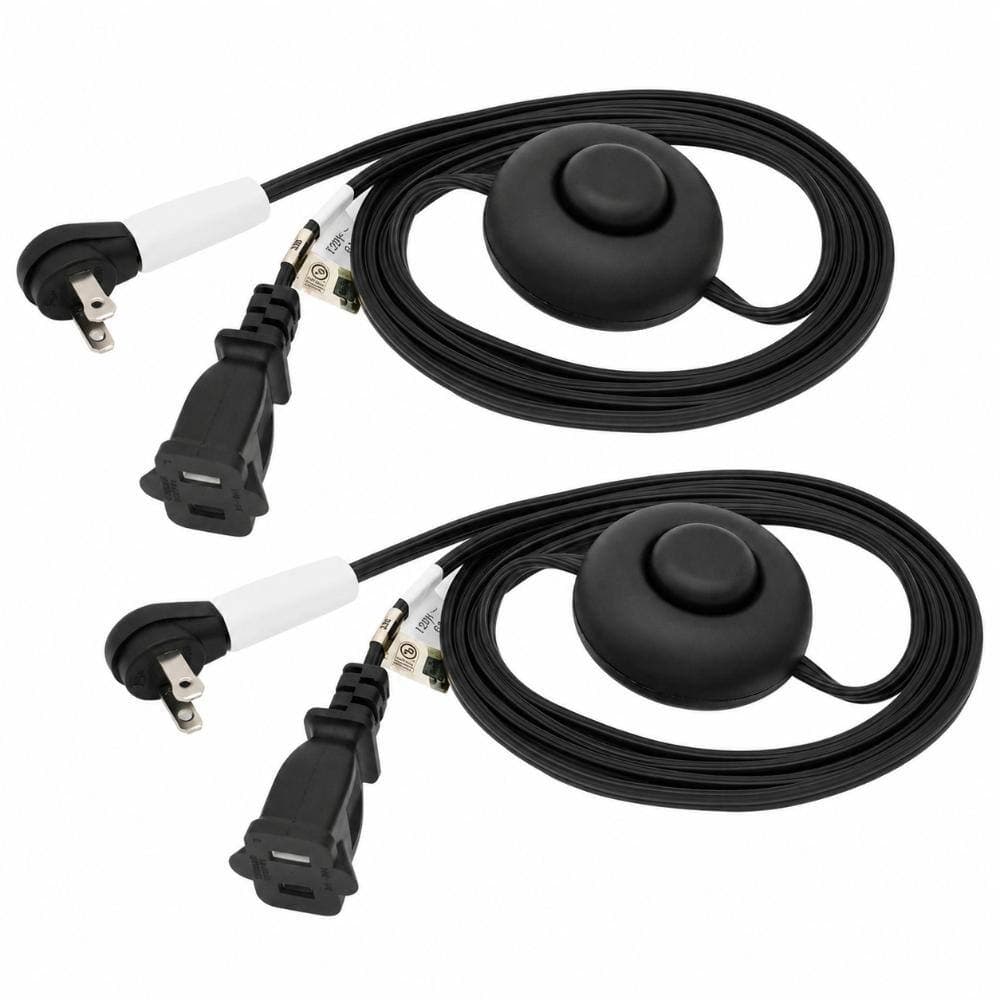 Unbranded 6 ft Foot Switch Extension Cord 2 Pack Black 18 AWG Flat Plug Foot Pedal for Lamps and Holiday Lights