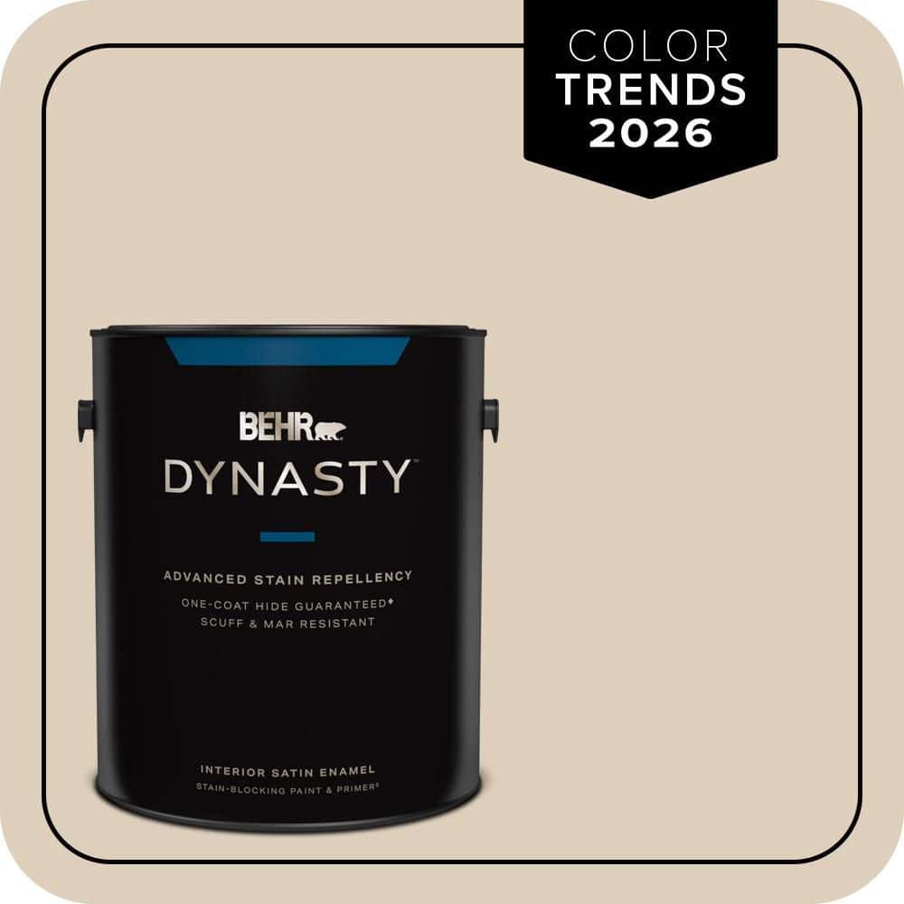BEHR DYNASTY 1 gal. #MQ3-11 Dainty Lace One-Coat Hide Satin Enamel Interior Stain-Blocking Paint & Primer