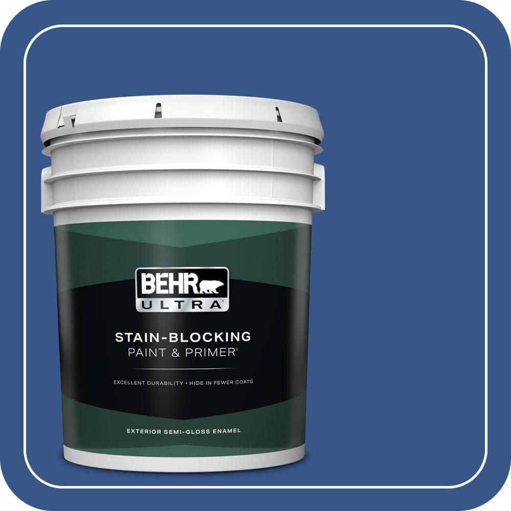 BEHR ULTRA 5 gal. #S-G-590 Southern Blue Semi-Gloss Enamel Exterior Paint & Primer