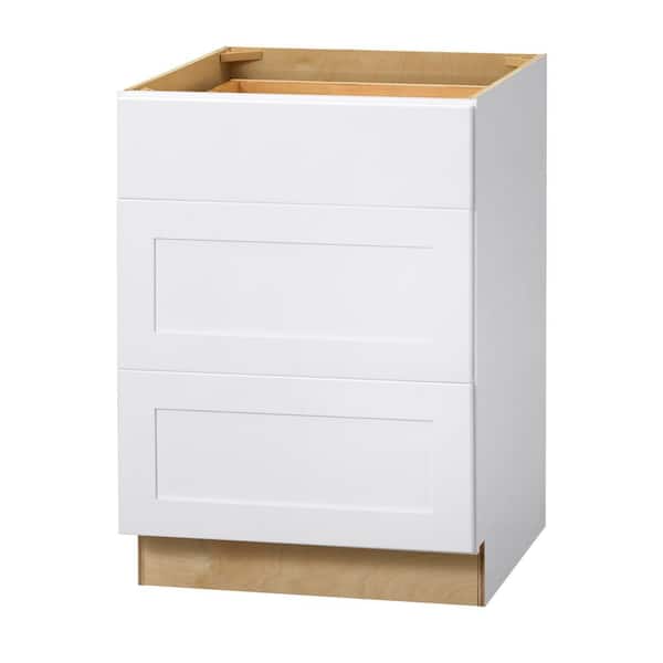Hampton Bay Avondale 24 in. W x 24 in. D x 34.5 in. H Ready to Assemble Plywood Shaker Drawer Base Kitchen Cabinet in Alpine White (2)