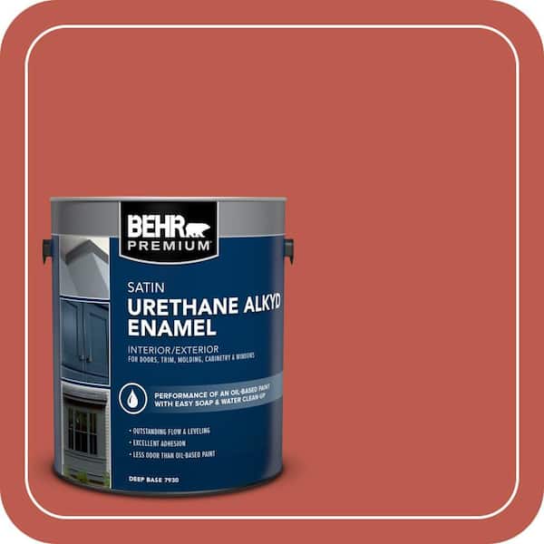 BEHR PREMIUM 1 gal. #M170-7 Tandoori Urethane Alkyd Satin Enamel Interior/Exterior Paint (2)