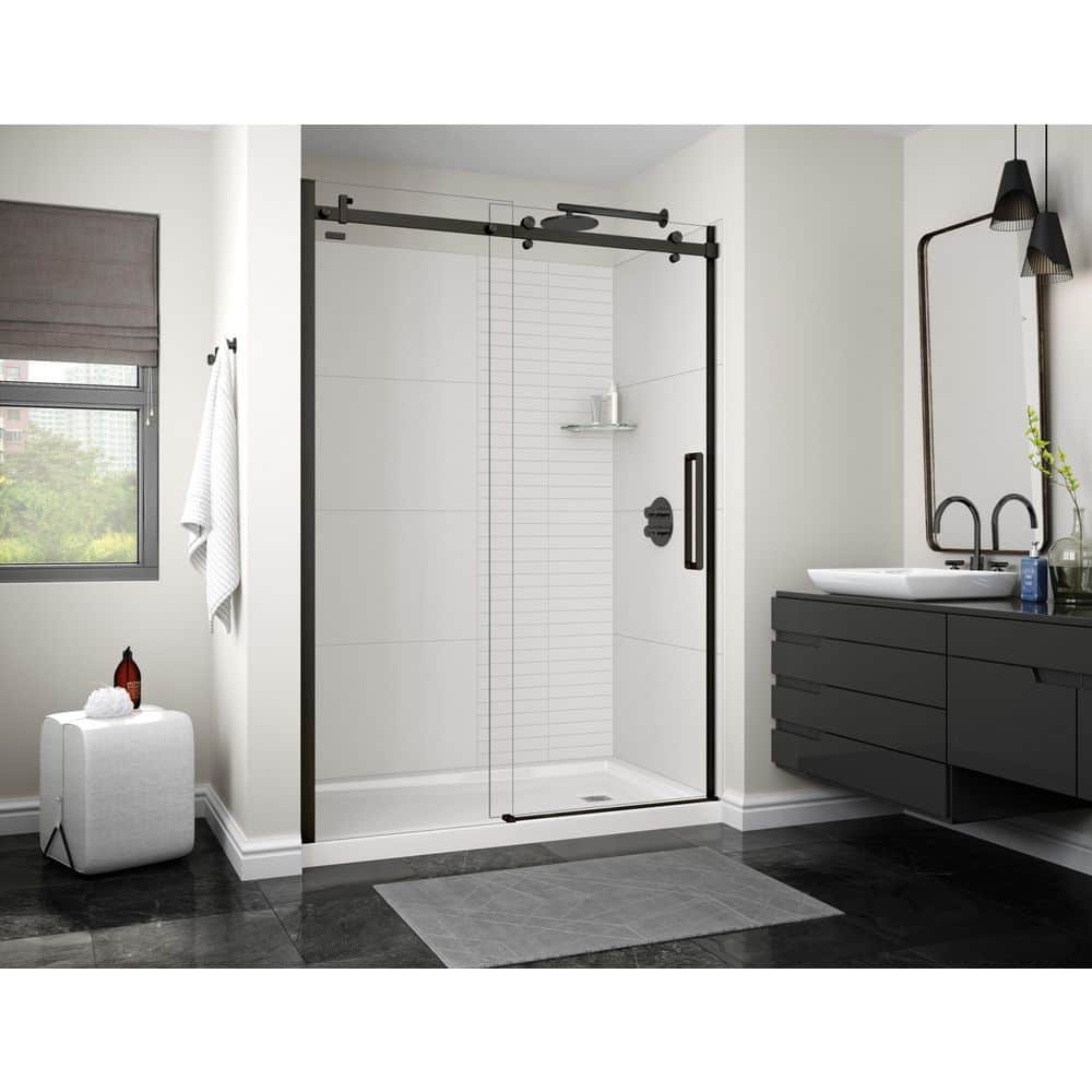 MAAX Utile 60 in. W x 36.5 in. D x 80 in. H Composite Direct-to-Stud Three-Piece Alcove Shower Wall Kit in Erosion Bora White