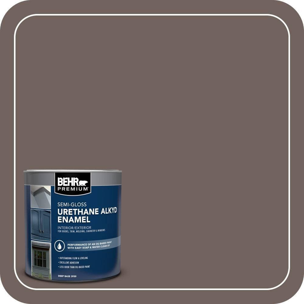 BEHR PREMIUM 1 qt. #N140-6 Wright Brown Semi-Gloss Enamel Urethane Alkyd Interior/Exterior Paint (1)