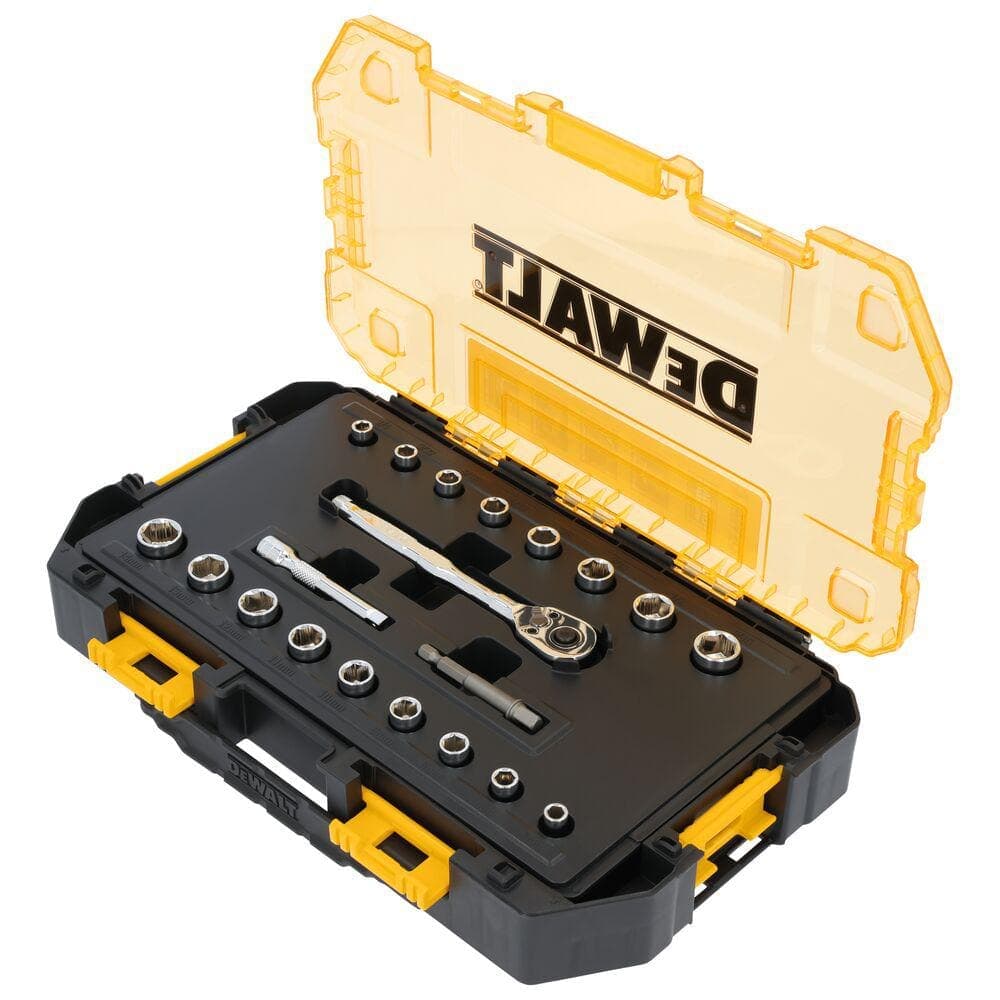 DEWALT TOUGHSERIES 1/4 in. Drive SAE/Metric Ratchet and Socket Set (20-Piece) with TOUGHBOX Case (2)