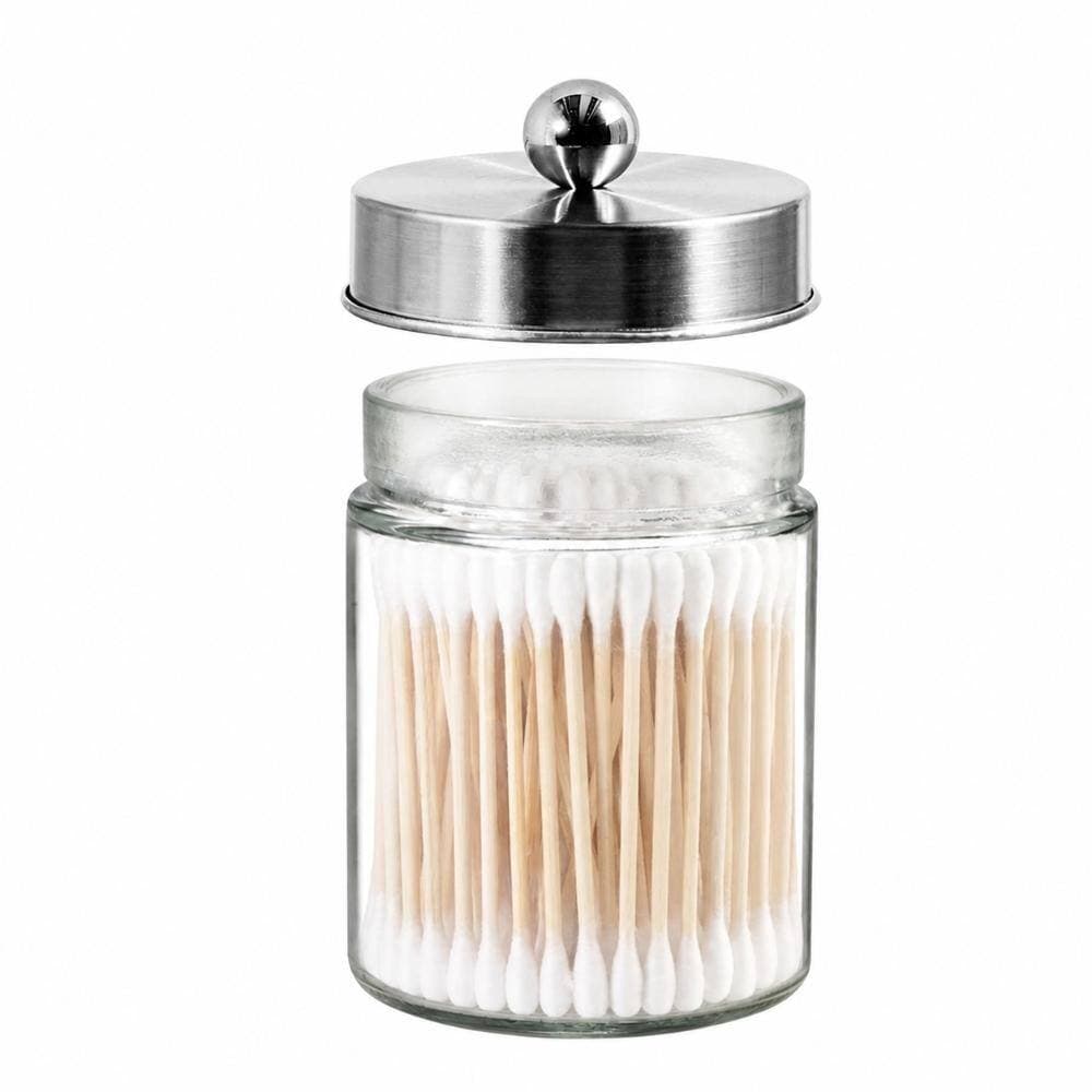 Unbranded 3-Piece Apothecary Jar Canisters for Bathroom Vanity with Brushed Nickel Lids, 6.3 in W x 6.3 in H Set (3)