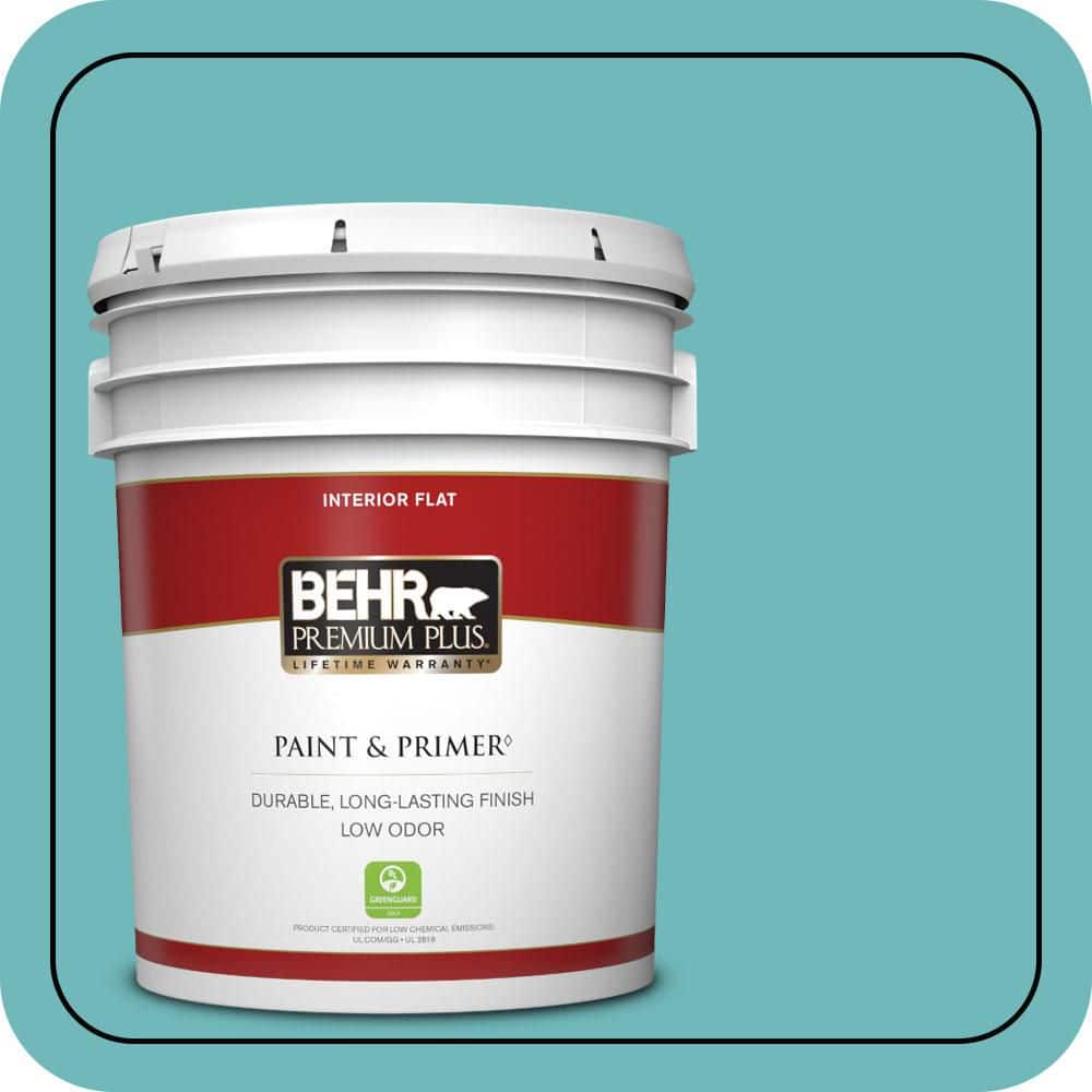 BEHR PREMIUM PLUS 5 gal. #510D-5 Surfer Flat Low Odor Interior Paint & Primer