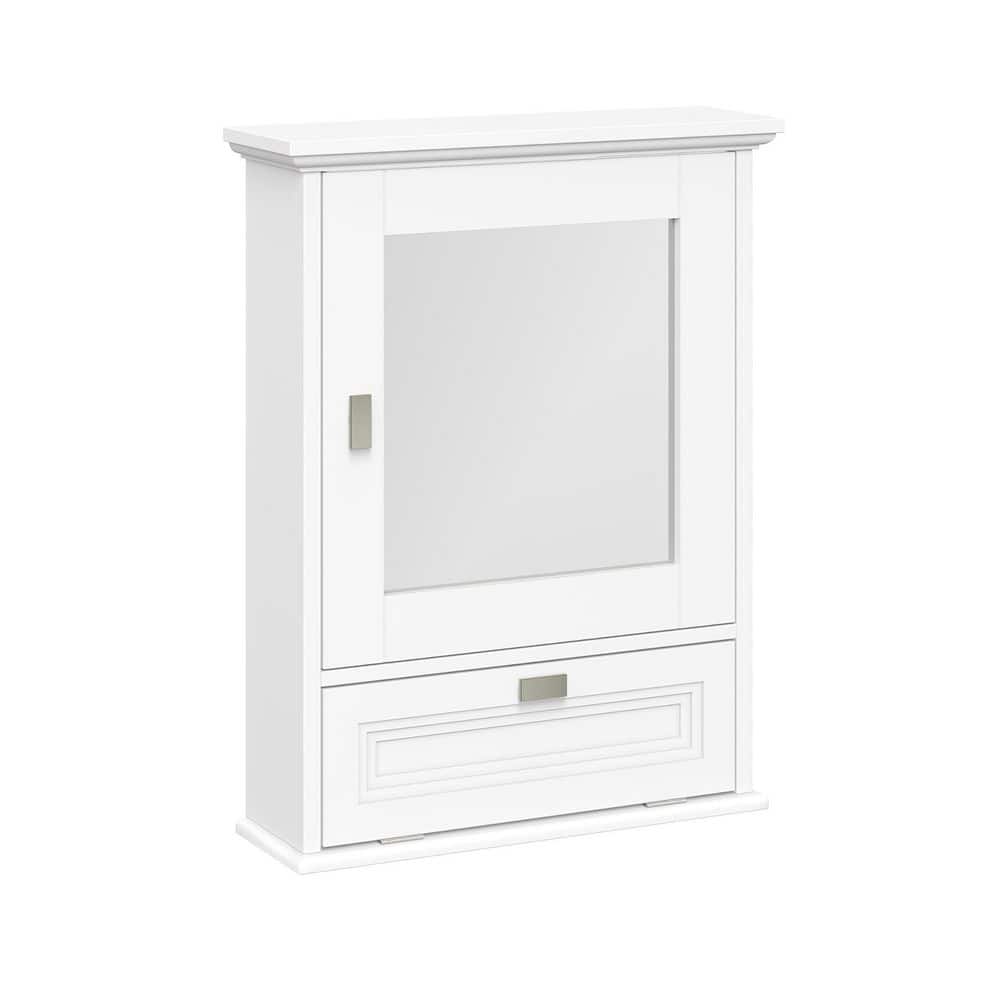 RiverRidge Home Geneva 18.5 in. W x 5.88 in. D x 24 in. H Bathroom Storage Wall Cabinet with Mirror in White (1)